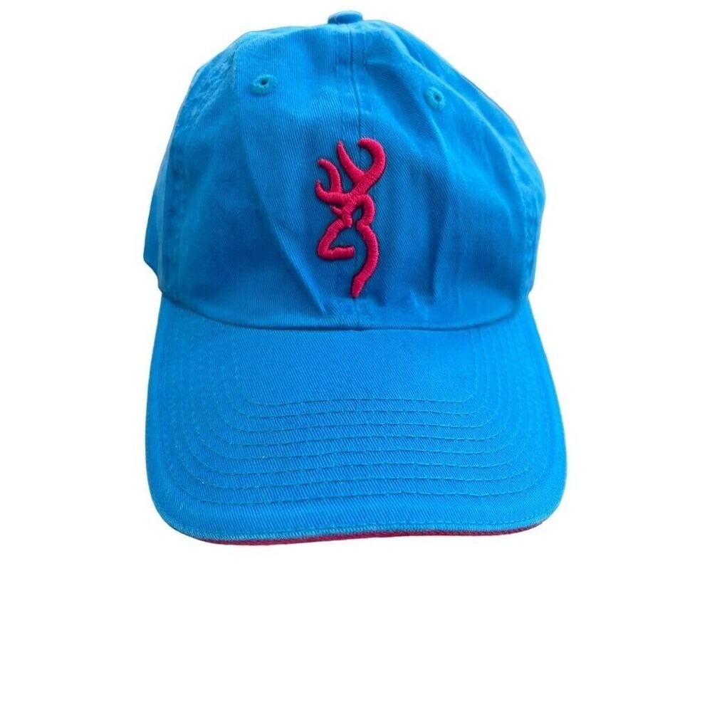 Browning Women's Blue Hat Ball Cap Pink Embroidered Deer